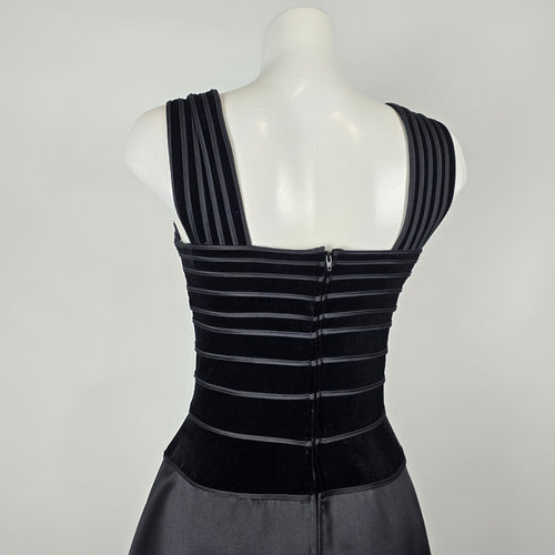 Holt Renfrew Black Velvet Satin Formal Gown Size 10