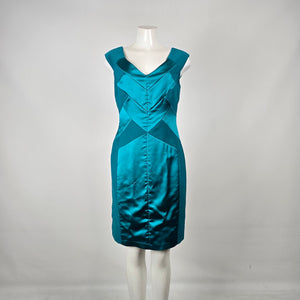 Maggy London for Melanie Lyne Teal Satin Cocktail Dress Size 10