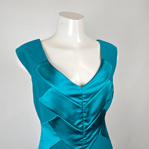 Maggy London for Melanie Lyne Teal Satin Cocktail Dress Size 10