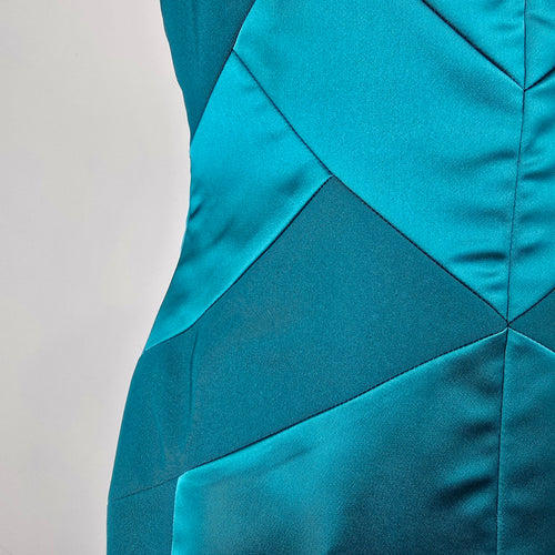Maggy London for Melanie Lyne Teal Satin Cocktail Dress Size 10