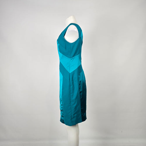 Maggy London for Melanie Lyne Teal Satin Cocktail Dress Size 10