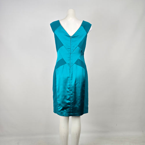 Maggy London for Melanie Lyne Teal Satin Cocktail Dress Size 10