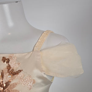 NNJXD Cream Tulle Embroidered Special Occasion Dress Size XS