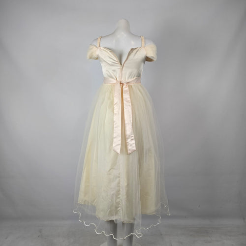 NNJXD Cream Tulle Embroidered Special Occasion Dress Size XS