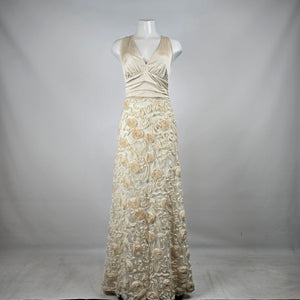 Classics Collection Ivory Rosette Formal Gown Size M/L