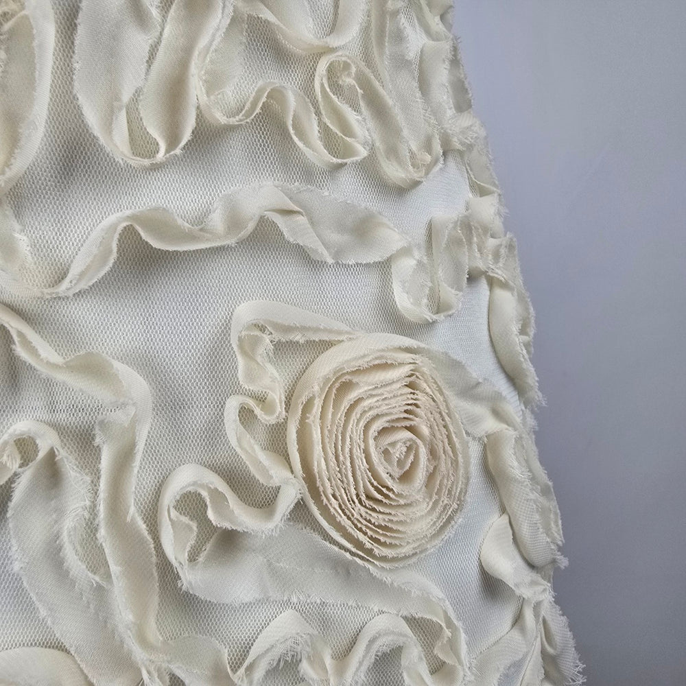 Classics Collection Ivory Rosette Formal Gown Size M/L