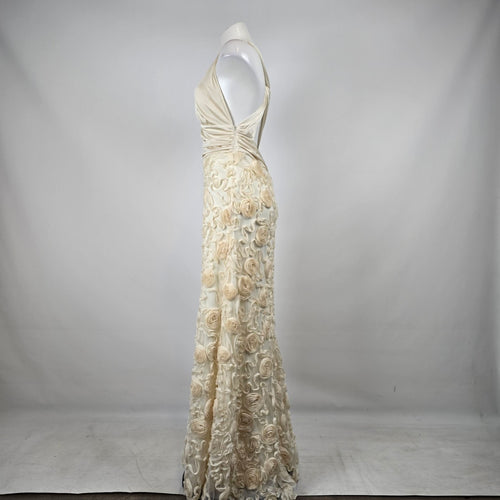 Classics Collection Ivory Rosette Formal Gown Size M/L
