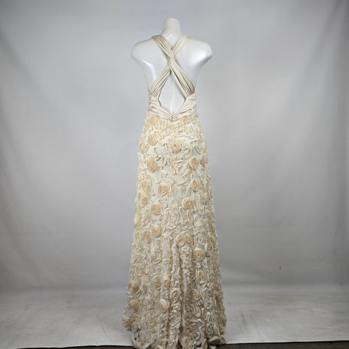 Classics Collection Ivory Rosette Formal Gown Size M/L