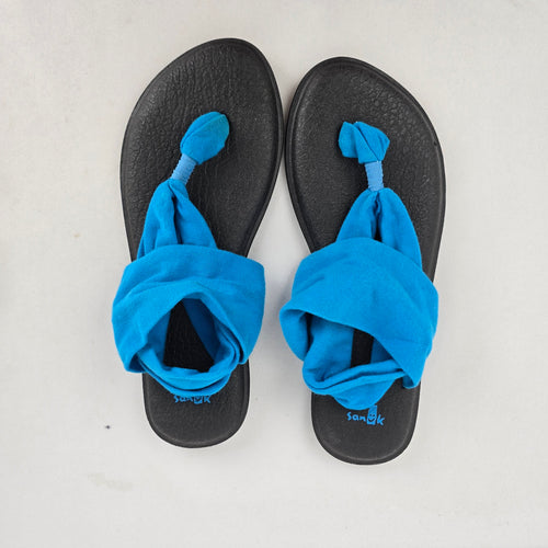 Sanuk Blue Yoga Sling Flip Flop Sandals Women’s Size 8