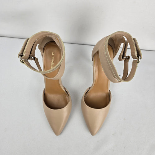 Le Château Nude Ankle Strap Stiletto Heels Size 8.5