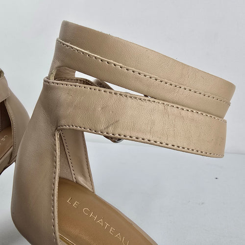 Le Château Nude Ankle Strap Stiletto Heels Size 8.5