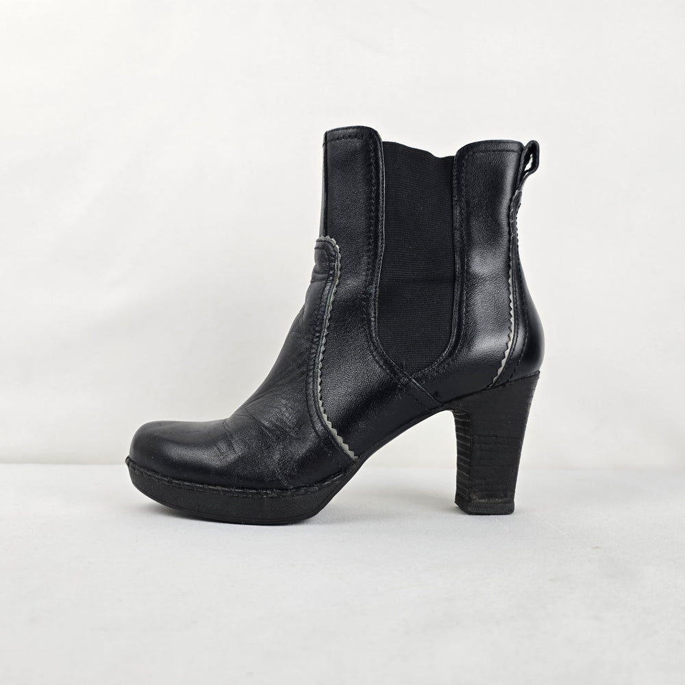 Rockport adiPRENE Black Leather Heeled Ankle Boots Size 7.5