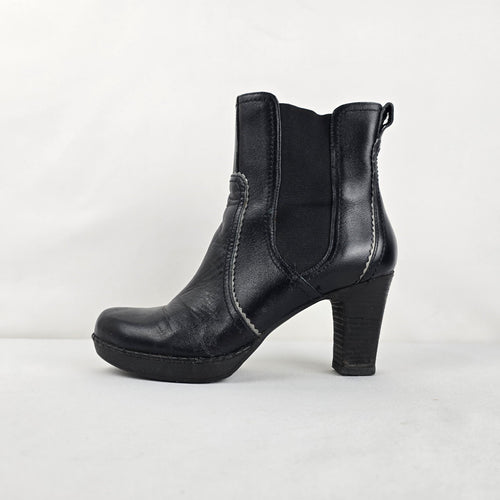Rockport adiPRENE Black Leather Heeled Ankle Boots Size 7.5