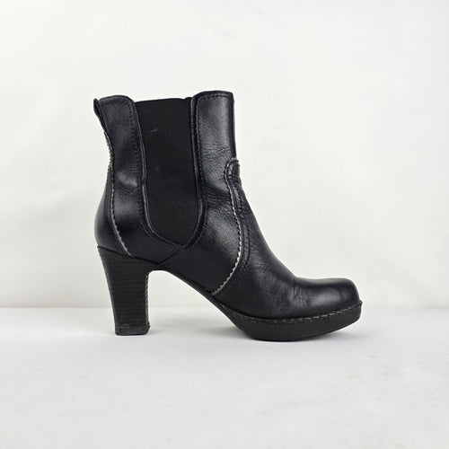 Rockport adiPRENE Black Leather Heeled Ankle Boots Size 7.5