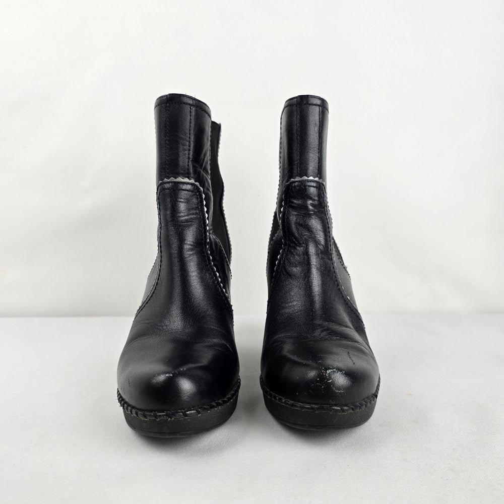 Rockport adiPRENE Black Leather Heeled Ankle Boots Size 7.5