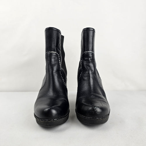 Rockport adiPRENE Black Leather Heeled Ankle Boots Size 7.5