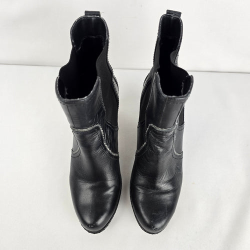 Rockport adiPRENE Black Leather Heeled Ankle Boots Size 7.5