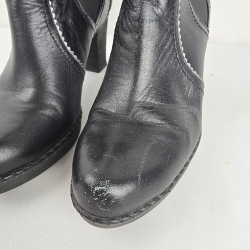Rockport adiPRENE Black Leather Heeled Ankle Boots Size 7.5