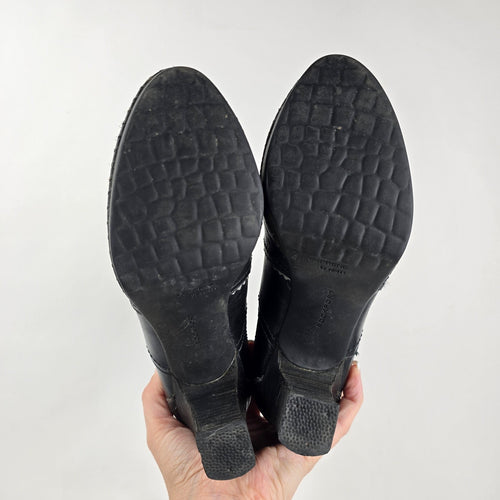 Rockport adiPRENE Black Leather Heeled Ankle Boots Size 7.5
