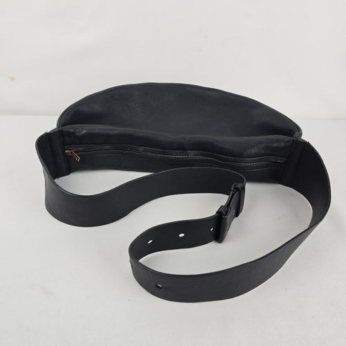 COS Black Leather Crescent Crossbody Shoulder Bag