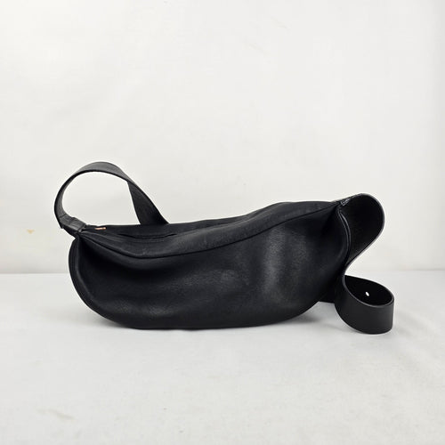 COS Black Leather Crescent Crossbody Shoulder Bag