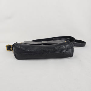 Fossil Black Leather Crossbody Bag with Key Charm