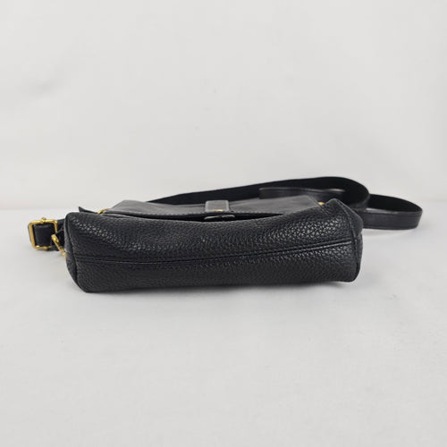 Fossil Black Leather Crossbody Bag with Key Charm