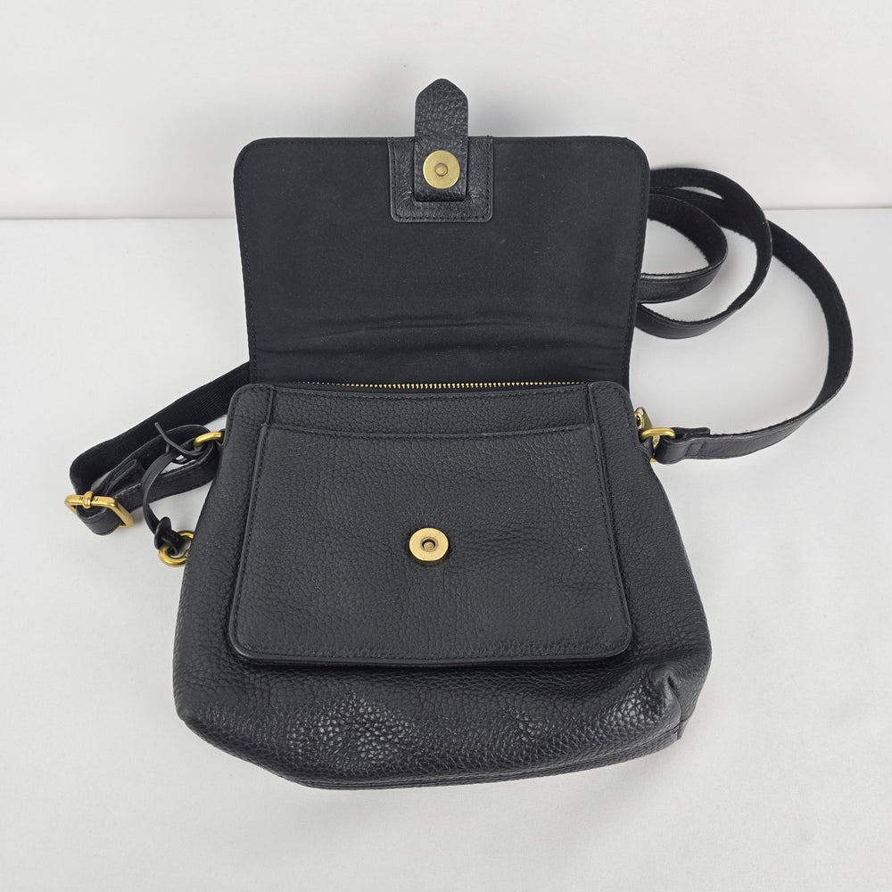 Fossil Black Leather Crossbody Bag with Key Charm