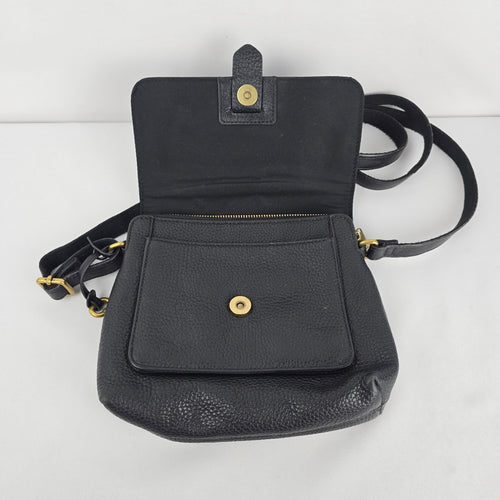 Fossil Black Leather Crossbody Bag with Key Charm