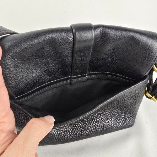 Fossil Black Leather Crossbody Bag with Key Charm