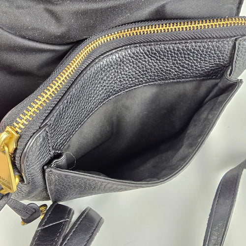Fossil Black Leather Crossbody Bag with Key Charm
