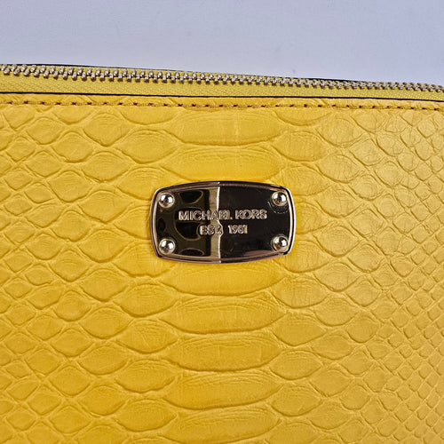 Michael Kors Cindy Yellow Snake Embossed Leather Dome Crossbody Bag