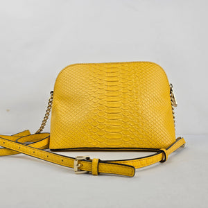 Michael Kors Cindy Yellow Snake Embossed Leather Dome Crossbody Bag