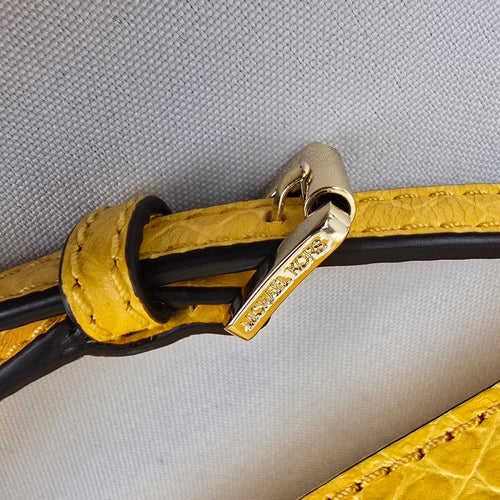 Michael Kors Cindy Yellow Snake Embossed Leather Dome Crossbody Bag
