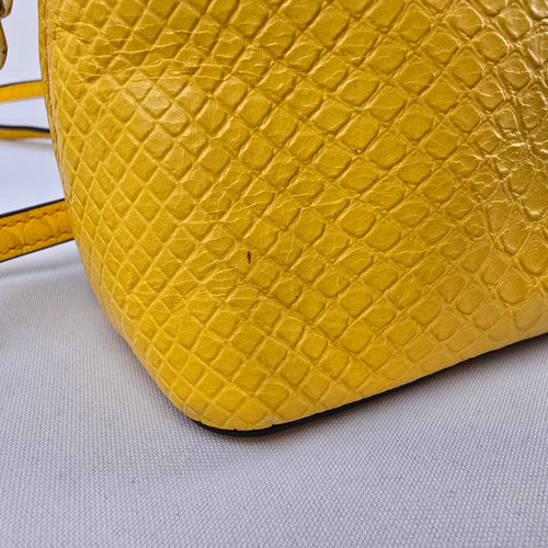 Michael Kors Cindy Yellow Snake Embossed Leather Dome Crossbody Bag