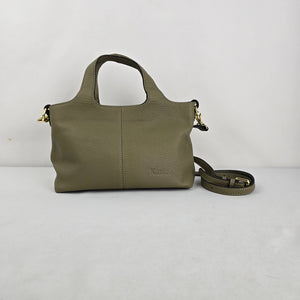 Kattee Olive Cowhide Leather Mini Crossbody Satchel Bag