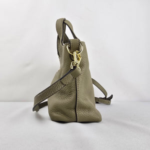 Kattee Olive Cowhide Leather Mini Crossbody Satchel Bag