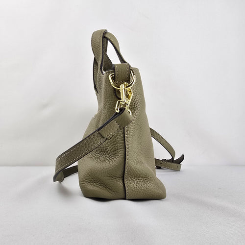 Kattee Olive Cowhide Leather Mini Crossbody Satchel Bag