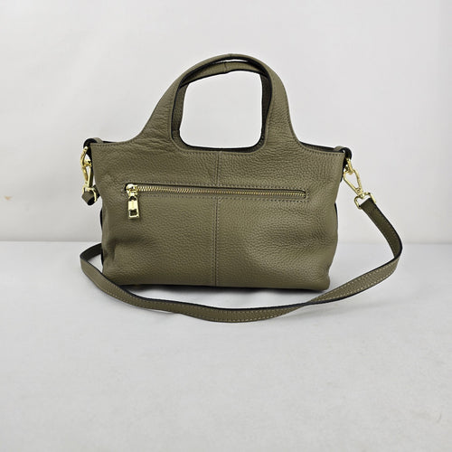 Kattee Olive Cowhide Leather Mini Crossbody Satchel Bag