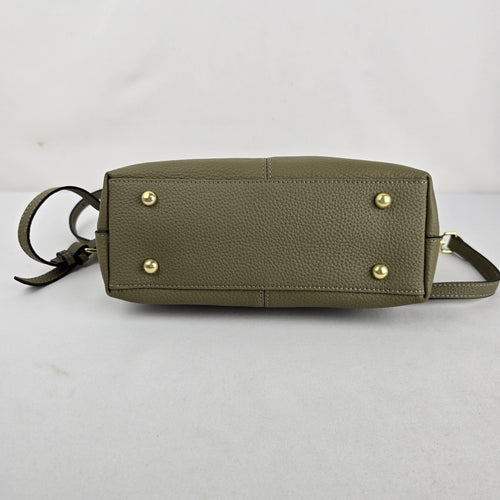 Kattee Olive Cowhide Leather Mini Crossbody Satchel Bag