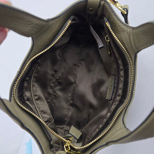 Kattee Olive Cowhide Leather Mini Crossbody Satchel Bag