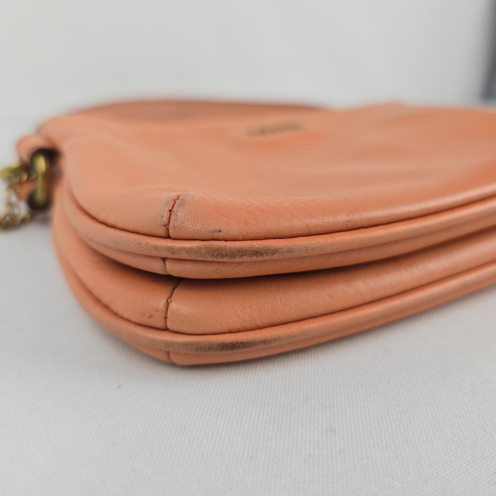 Fossil Peach Leather Shoulder Bag Small Purse