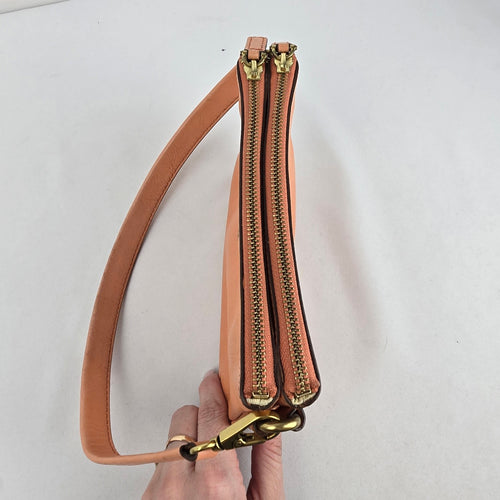 Fossil Peach Leather Shoulder Bag Small Purse