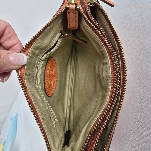 Fossil Peach Leather Shoulder Bag Small Purse