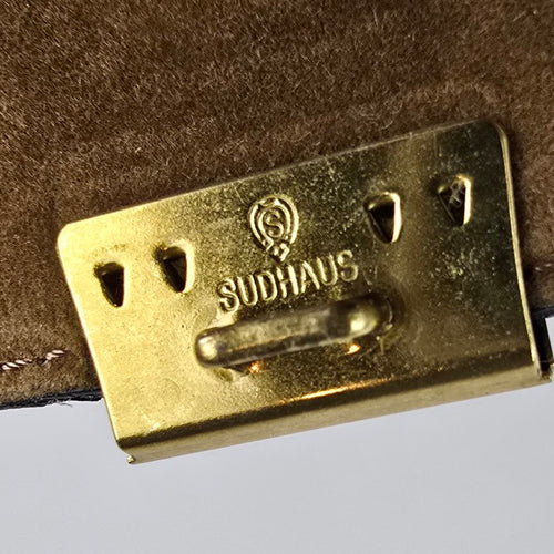 SUDHAUS Green Croc Embossed Leather Top Handle Crossbody Bag