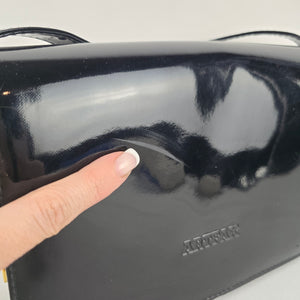 Artfax Black Patent Leather Structured Shoulder Bag
