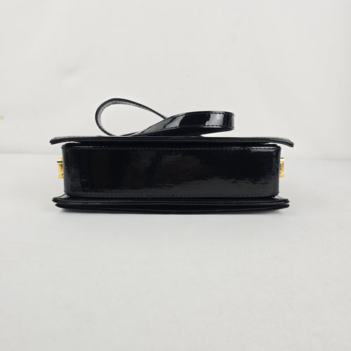 Artfax Black Patent Leather Structured Shoulder Bag