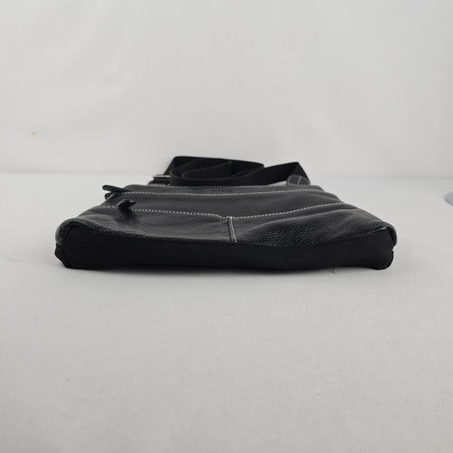 Roots Black Leather Crossbody Organizer Bag