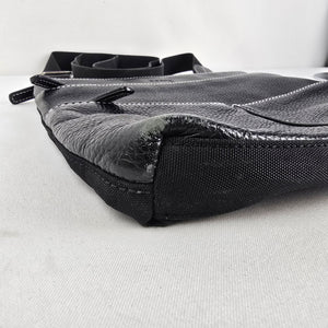 Roots Black Leather Crossbody Organizer Bag