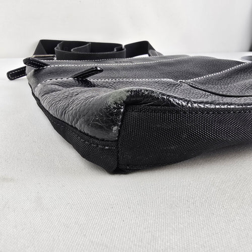 Roots Black Leather Crossbody Organizer Bag